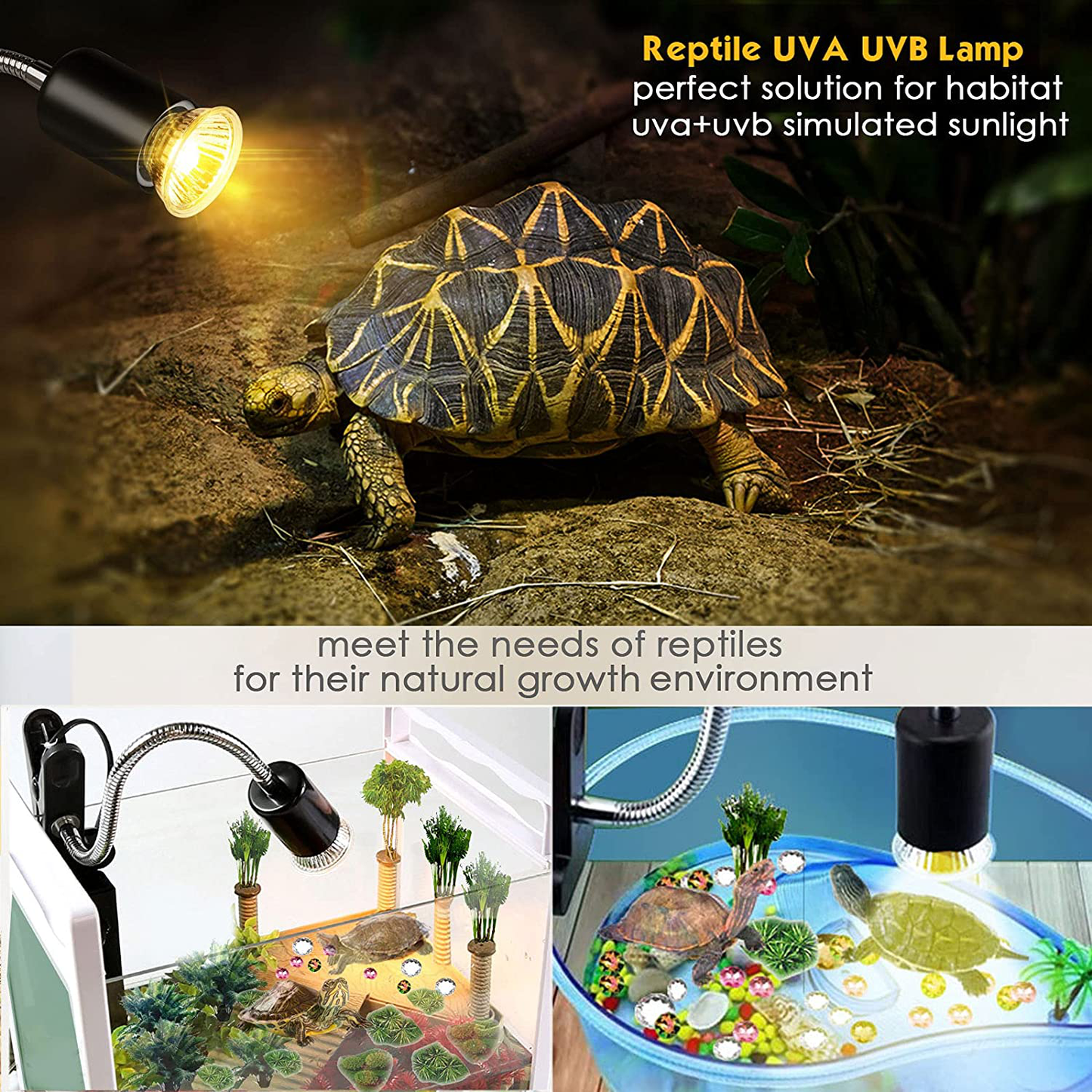 Jomddems Reptile Heat Lamp,Uvb Reptile Light with Holder&Switch,Uva UVB Reptile Lamp with Fixture for Lizard Turtle Snake Amphibian&Aquariaum(3Bulbs Included)(E27,110V)