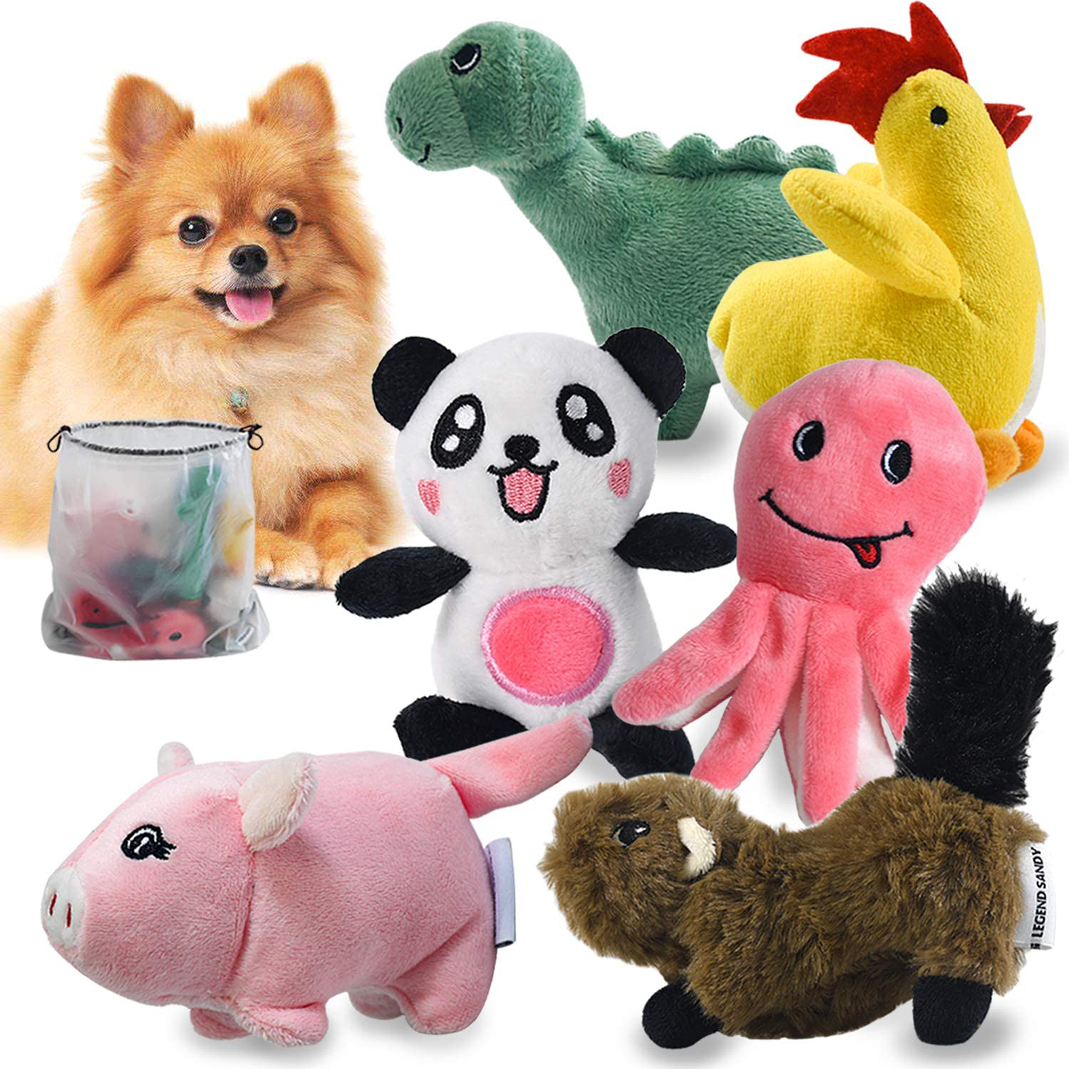 Squeaky Dog Toys for Puppy Small Medium Dogs, Stuffed Samll Dog Toys Bulk with 12 Plush Pet Dog Toy Set, Cute Safe Dog Chew Toys Pack for Puppies Teething Animals & Pet Supplies > Pet Supplies > Dog Supplies > Dog Toys LEGEND SANDY 6 Dog Toys  