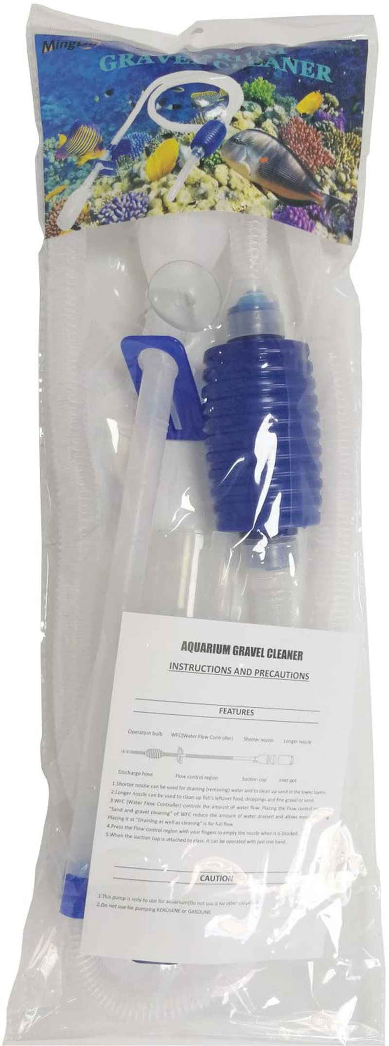 Mingdak Aquarium Gravel Cleaner Vacuum Siphon Pump - Siphon Gravel Washer/Water Changer with Flow Controller, Long Nozzle and Tank Clip for Water Changing and Gravel Cleaning-Bpa Free Animals & Pet Supplies > Pet Supplies > Fish Supplies > Aquarium Gravel & Substrates MingDak   