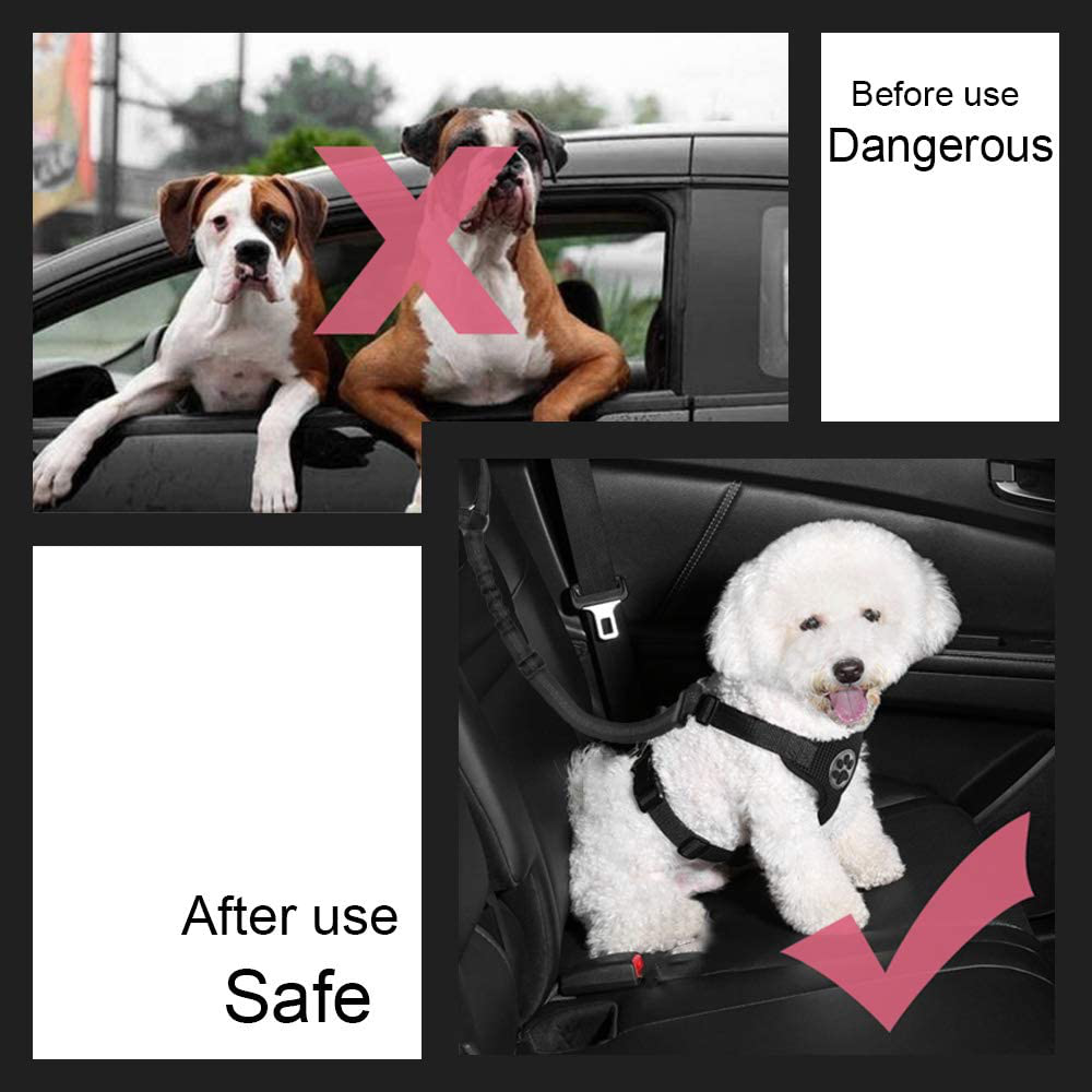 Slowton Dog Seat Belt, 2 Pack Pet Car Seatbelt Headrest Restraint Adjustable Puppy Safety Seat Belt Reflective Elastic Bungee Connect Dog Harness in Vehicle Travel Daily Use Animals & Pet Supplies > Pet Supplies > Dog Supplies > Dog Treadmills SlowTon   