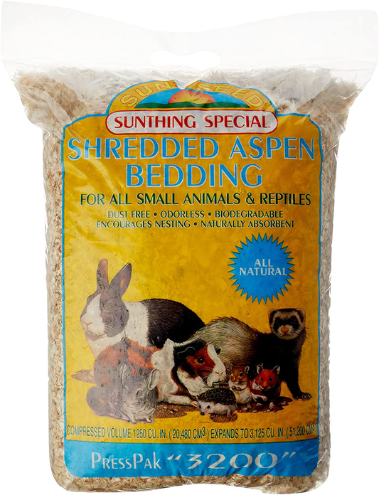 Sunseed Shredded Aspen Bedding, 3200 Cubic Inches, for Small Nesting and Burrowing Animals Animals & Pet Supplies > Pet Supplies > Small Animal Supplies > Small Animal Bedding Sunseed   