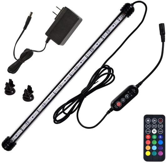 FINEIAM 15" Submersible LED Aquarium Light Build in Timer,Multicolor Fish Tank Light with Remote Control,13 Colors Brightness Adjustable Waterproof Strip,Auto Turn On/Off Day/Night Cycle for Plants,7W Animals & Pet Supplies > Pet Supplies > Fish Supplies > Aquarium Lighting FINEIAM 15"(Timer,RGB Color Changing,21LED)  