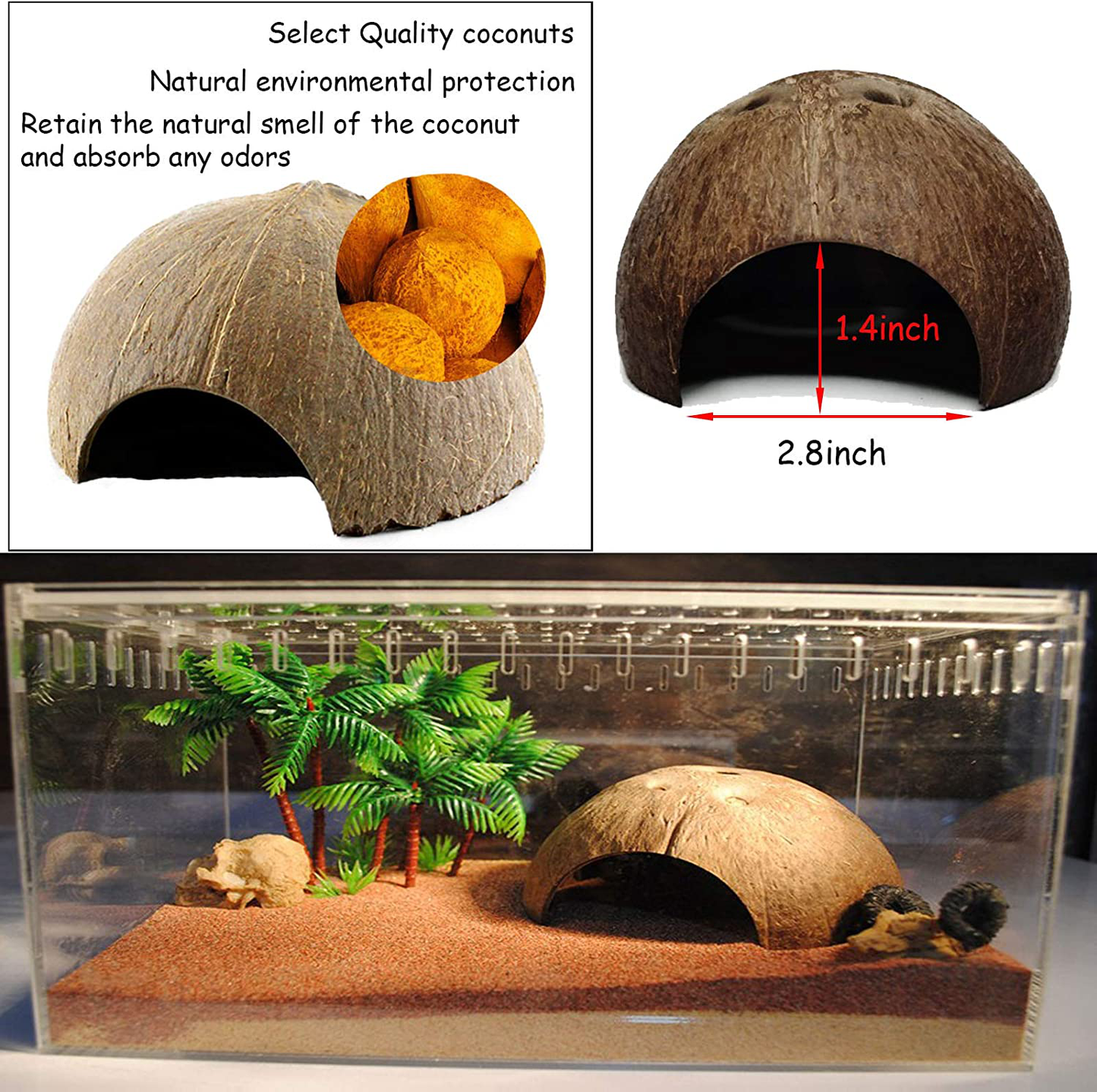 Kathson Leopard Gecko Tank Accessories Reptile Habitat Decor Reptiles Hanging Plants Artificial Bendable Climbing Vines and Hidden Coconut Shell Hole for Chameleon, Lizards, Gecko, Snakes Animals & Pet Supplies > Pet Supplies > Small Animal Supplies > Small Animal Habitat Accessories kathson   