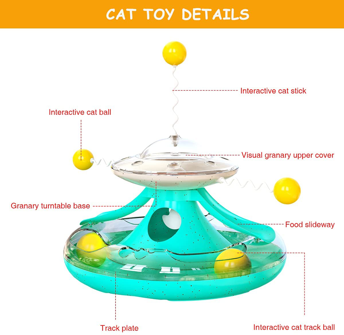LEJGEQR Cat Toys for Indoor Cats - Funny Interactive Cat Toy with Circle Track Moving Balls Exercise Kitten Toy,Satisfies Cats Chasing Game,Leaking Food Windmill Cat Toy for Cats Kitten Animals & Pet Supplies > Pet Supplies > Cat Supplies > Cat Toys LEJGEQR   