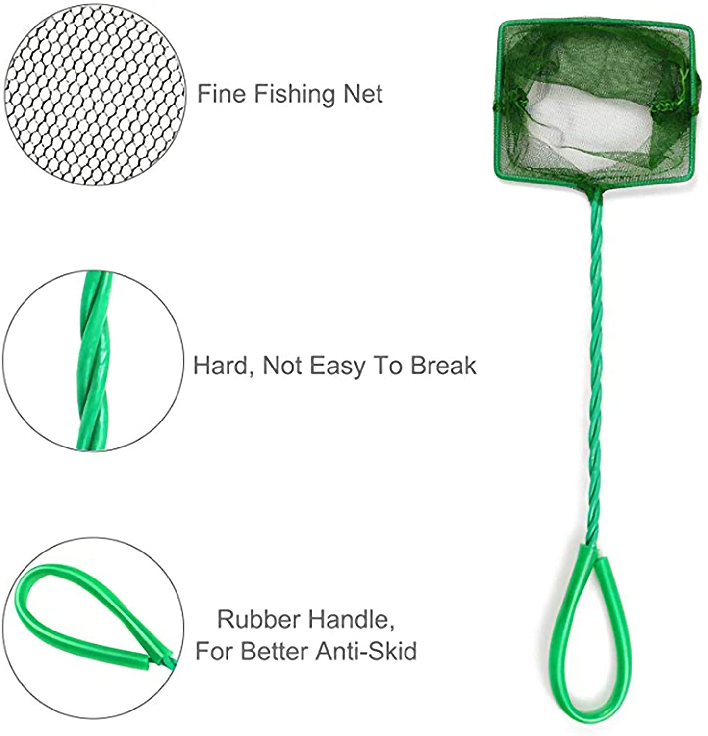 LEAQU 3Inch Aquarium Fish Net Fish Catch Nets with Long Handle Strong – KOL  PET