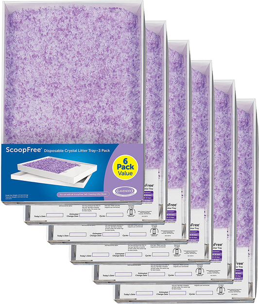Petsafe Scoopfree Cat Litter Crystal Tray Refills for Scoopfree Self-Cleaning Cat Litter Boxes - 6-Pack - Non-Clumping, Less Mess, Odor Control - Available in Original Blue, Lavender, or Sensitive Animals & Pet Supplies > Pet Supplies > Cat Supplies > Cat Litter PetSafe Lavender  