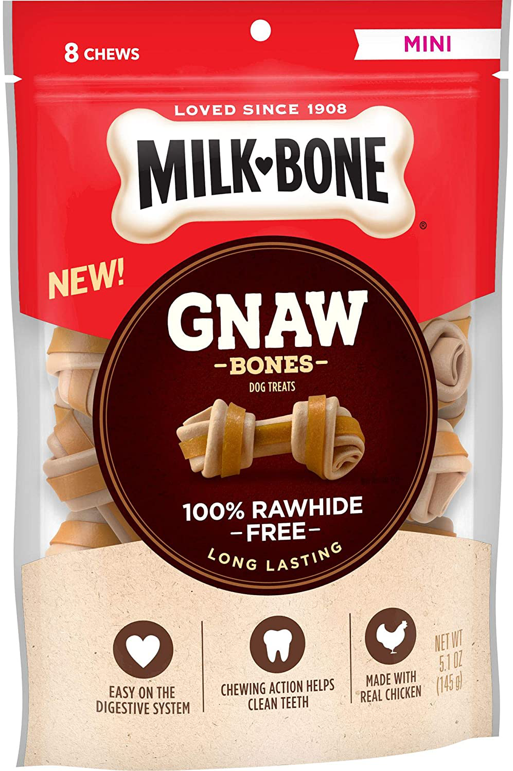 Milk-Bone Gnawbones Dog Treats, Long Lasting and Rawhide Free Animals & Pet Supplies > Pet Supplies > Small Animal Supplies > Small Animal Treats Milk-Bone Mini Knotted Bones Chicken 8 Count (Pack of 4)