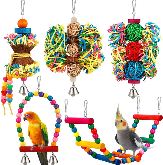 Bbjinronjy Bird Parakeet Toys Foraging Shredding Toys Parrot Cage Accessories Hanging Toys Bird Swing Bird Ladder for Parrots Lovebird Cockatiel Conure