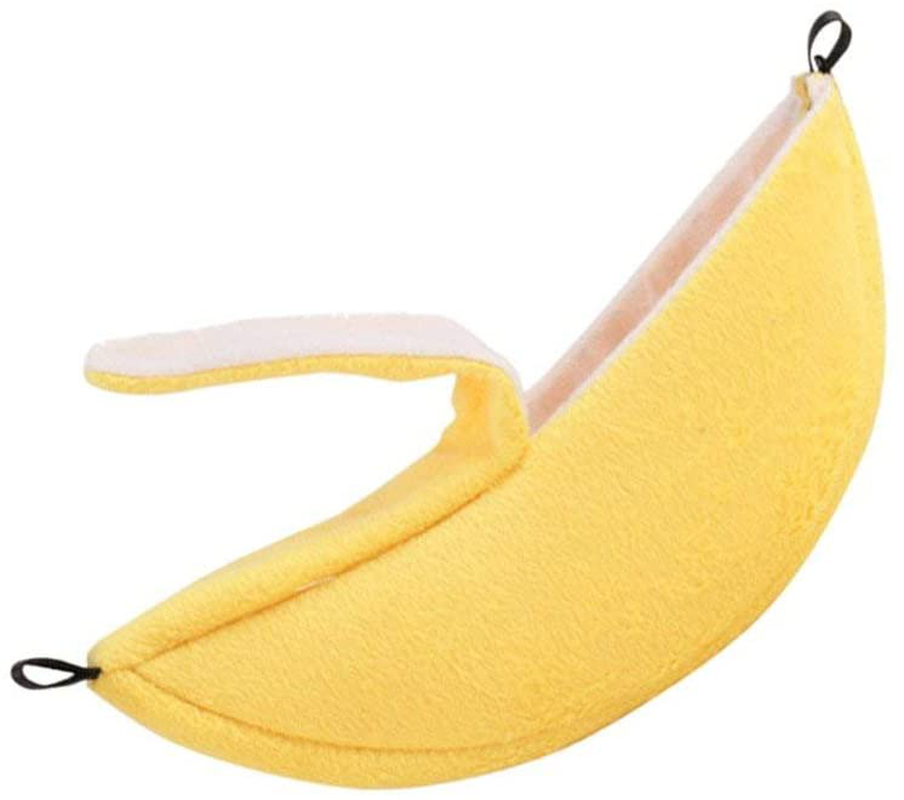 ISMARTEN Banana Hamster Bed House Hammock Small Animal Warm Bed House Cage Nest Hamster Accessories for Sugar Glider Hamster Small Bird Pet (Banana)