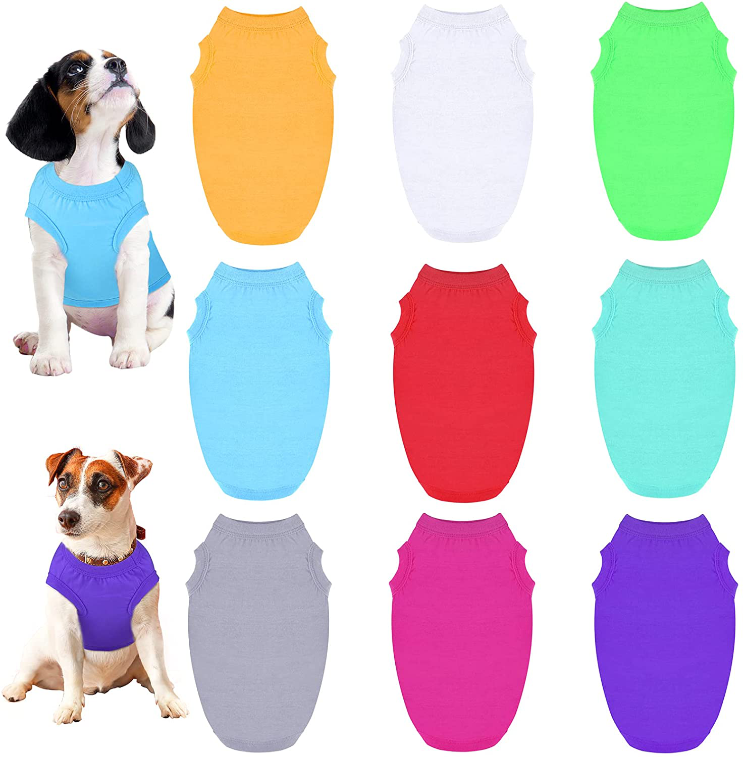 URATOT 9 Pack Dog T-Shirt Dog Plain Shirts Pet Blank Clothes Cotton Puppy Clothes Mixed Colors Pet Apparel Dog Cat Pet Clothes for Spring Summer, Large Animals & Pet Supplies > Pet Supplies > Dog Supplies > Dog Apparel URATOT White, Grey, Orange, Red, Assorted Colors Large 
