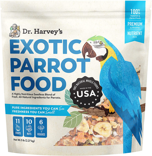Dr. Harvey'S Exotic Parrot Food, Seedless Blend of Natural Food for Large Parrots (5 Pounds) Animals & Pet Supplies > Pet Supplies > Bird Supplies > Bird Treats Dr. Harvey's   
