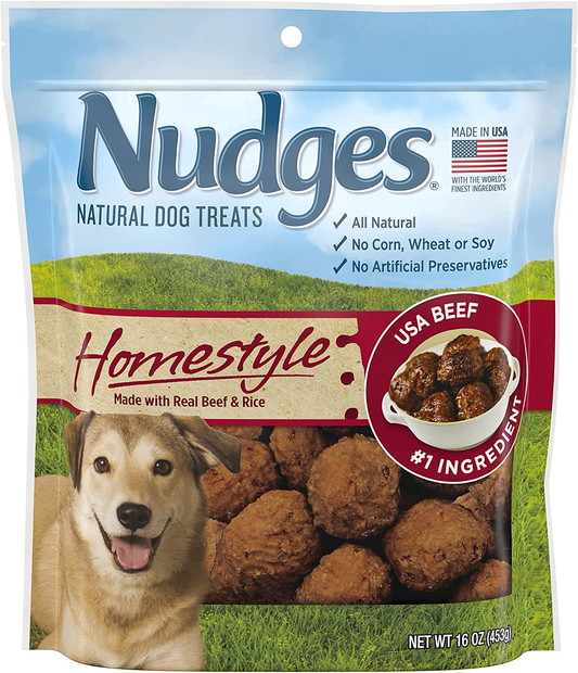 Nudges Natural Dog Treats Homestyle Made with Real Beef and Rice, 16 Oz