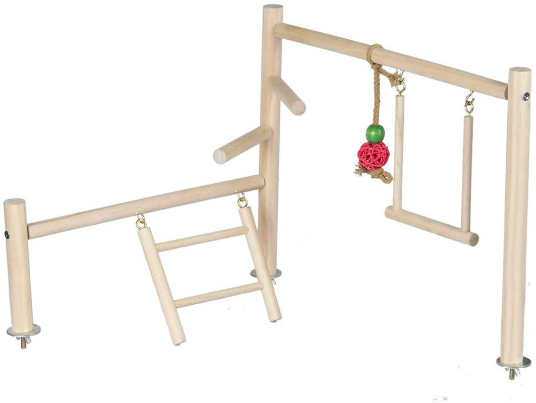 Mrli Pet Play Stand for Birds-Parrot Playstand Bird Play Stand Cockatiel Playground Wood Perch Gym Playpen Ladder with Feeder Cups Toys Exercise Play Animals & Pet Supplies > Pet Supplies > Bird Supplies > Bird Gyms & Playstands Mrli Pet   