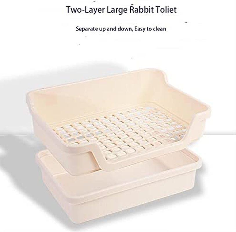 Misyue Large Rabbit Litter Box Toilet Box and Bigger Pet Pan for Adult Guinea Pigs, Chinchilla, Ferret, Galesaur, Small Animals (Beige)