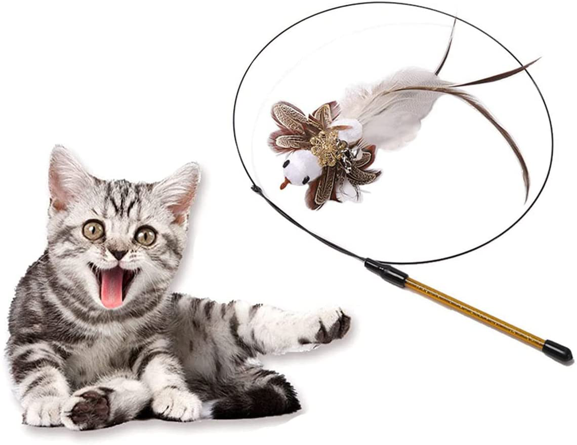 Simulation Bird Interactive Cat Toy,Funny Feather Bird with Bell Cat Stick Toy for Indoor Cats Kitten Play Chase Exercise Animals & Pet Supplies > Pet Supplies > Cat Supplies > Cat Toys SSWPQOS Funny cat stick  