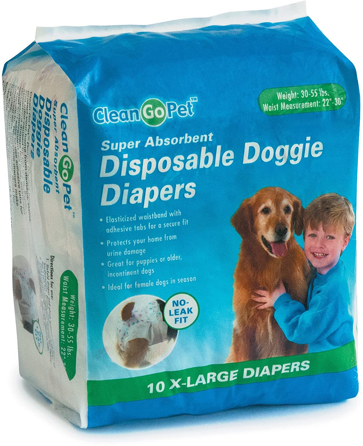 Clean Go Pet Disposable Doggy Diapers Animals & Pet Supplies > Pet Supplies > Dog Supplies > Dog Diaper Pads & Liners Clean Go X-Small  