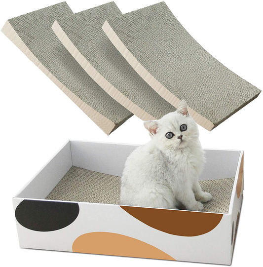 MSBC Big Cat Scratcher Lounge, Corrugated Cardboard Cat Scratcher House with Hole, Large Scratching Lounger Sofa Bed, Cat Scratching Pad for Indoor Cats as Furniture Protector, Cat Training Toy Animals & Pet Supplies > Pet Supplies > Cat Supplies > Cat Furniture ComSaf 3 in 1 Concave Box  