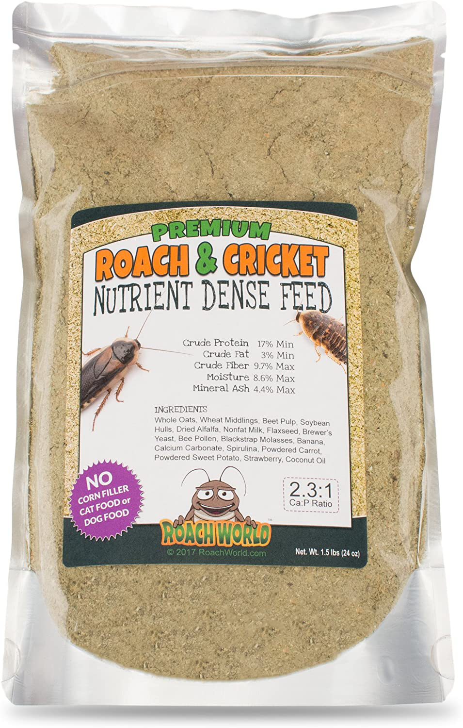 Roach World Premium Roach Chow for Dubia & Crickets with Super Foods - Ca:P Balanced Animals & Pet Supplies > Pet Supplies > Reptile & Amphibian Supplies > Reptile & Amphibian Food Roach World 1.5 Pound (Pack of 1)  