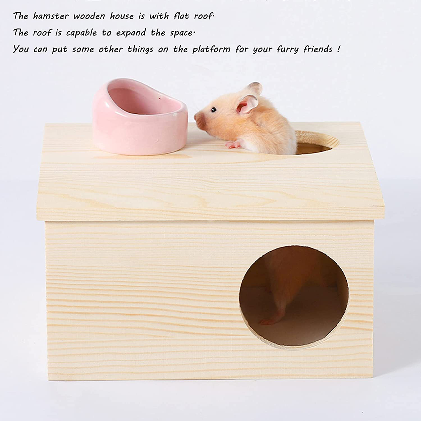 Multi-Room Hamster Wooden House, Pet Cages Accessories Chew Climbing Toys, Small Animal Flat Top Nesting Habitat Decor Maze, Play Hut Hideout Platform for Dwarf Syrian Macaroni Hamster Chipmunk Gerbil Animals & Pet Supplies > Pet Supplies > Small Animal Supplies > Small Animal Habitat Accessories Yagamii   