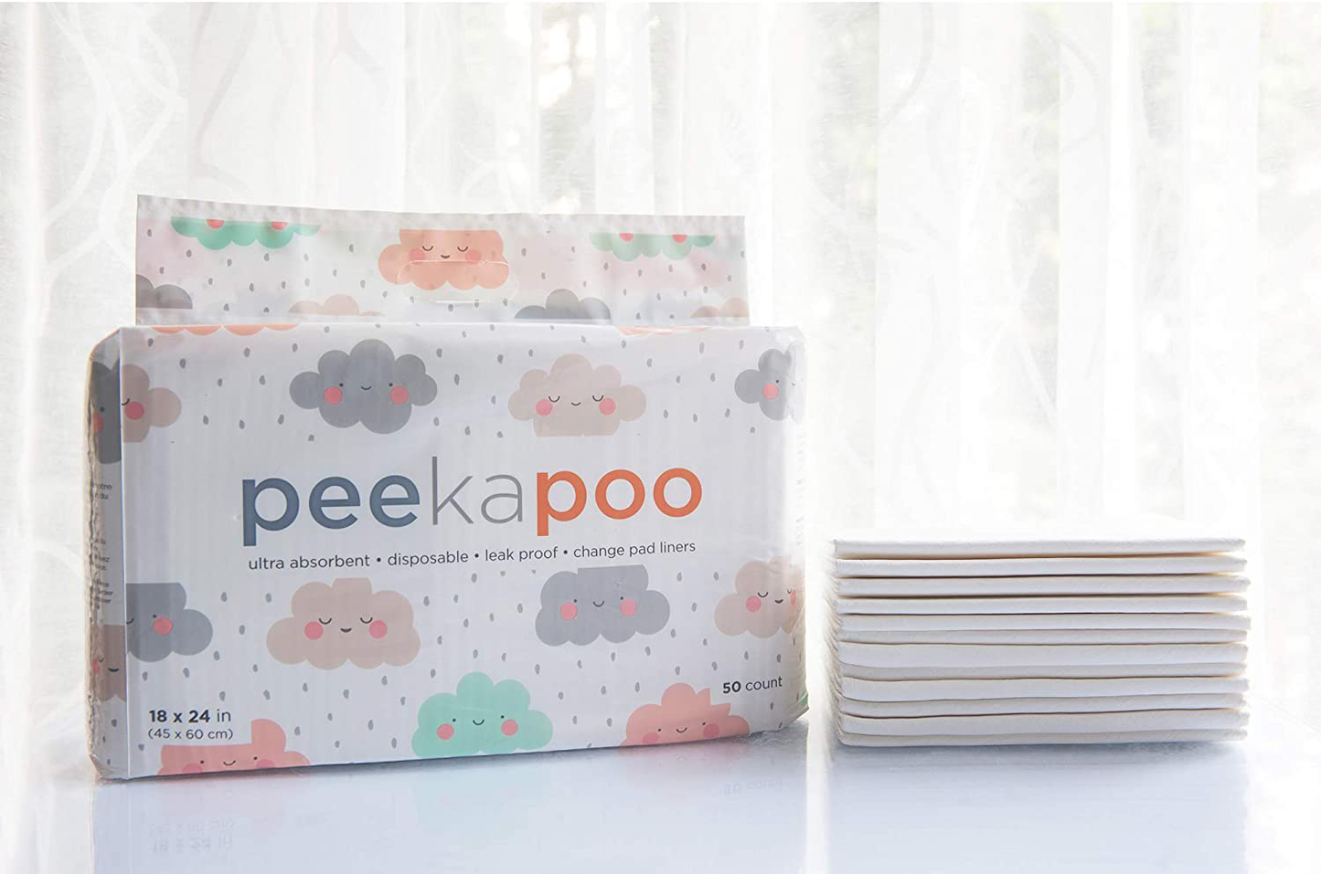 Peekapoo - Disposable Changing Pad Liners (50 Pack) Super Soft, Ultra Absorbent & Waterproof - Covers Any Surface for Mess Free Baby Diaper Changes Animals & Pet Supplies > Pet Supplies > Dog Supplies > Dog Diaper Pads & Liners Peekapoo   