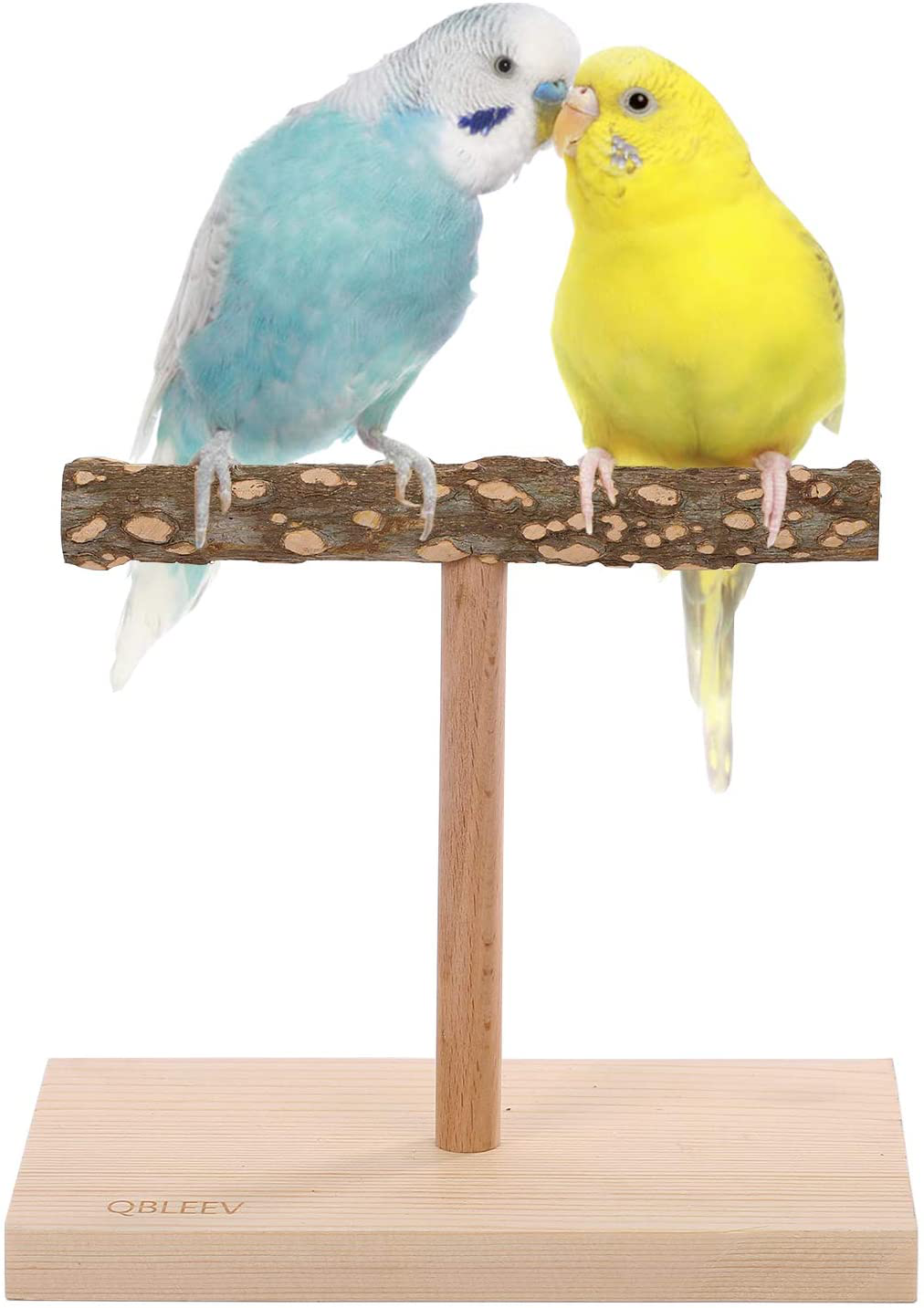 QBLEEV Bird Tabletop Training Stand Perch，Portable Parrot Tee Play Stands, Natural Wood Bird Cage Toys Gym Playground for Small Medium Parakeets Cocktails Conures Lovebirds Finch Animals & Pet Supplies > Pet Supplies > Bird Supplies > Bird Cage Accessories QBLEEV Large  