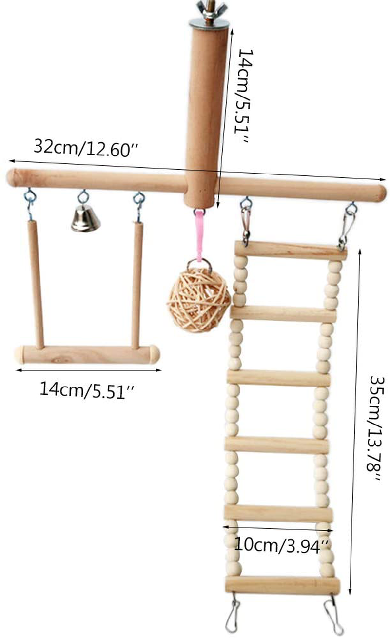 Bird Cage Stand Play Gym Conure Perch Playground Climbing Ladder Swing Rattan Ball Chew Toys for Lovebirds Budgies Animals & Pet Supplies > Pet Supplies > Bird Supplies > Bird Gyms & Playstands Dft   