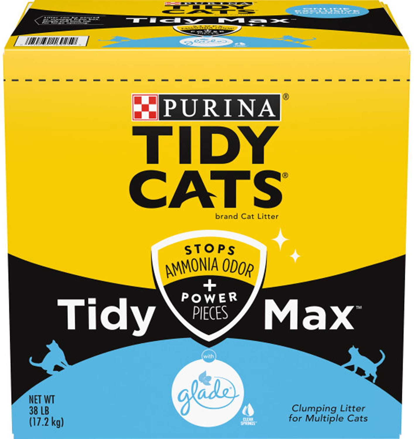 Purina Tidy Cats with Glade Tough Odor Solutions Clear Springs Clumping Cat Litter Animals & Pet Supplies > Pet Supplies > Cat Supplies > Cat Litter Purina Tidy Cats Tidy Max Glade Clear Springs 38 lb. Box 
