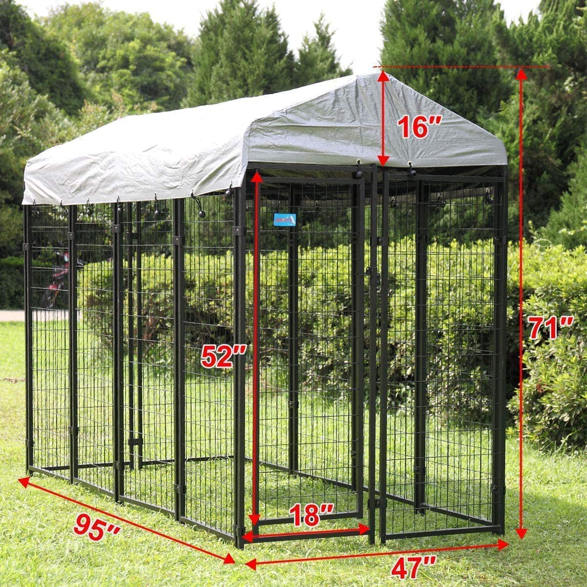COZIWOW Heavy Duty Outdoor Dog Kennel and Crates for Large Dogs,Pet Playpen Cage House Run Fence Pin Play Pen with Roof Shade Cover Animals & Pet Supplies > Pet Supplies > Dog Supplies > Dog Kennels & Runs COZIWOW   