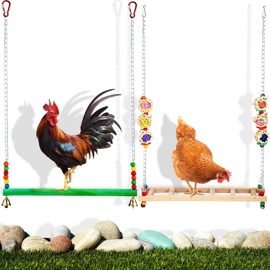 Frienda 2 Pieces Wood Chicken Swing Bird Ladder Perch Chicken Wood Stand Bird Perch Hanging Toy for Rooster Hens Parrot Large Bird Animals & Pet Supplies > Pet Supplies > Bird Supplies > Bird Ladders & Perches Frienda   