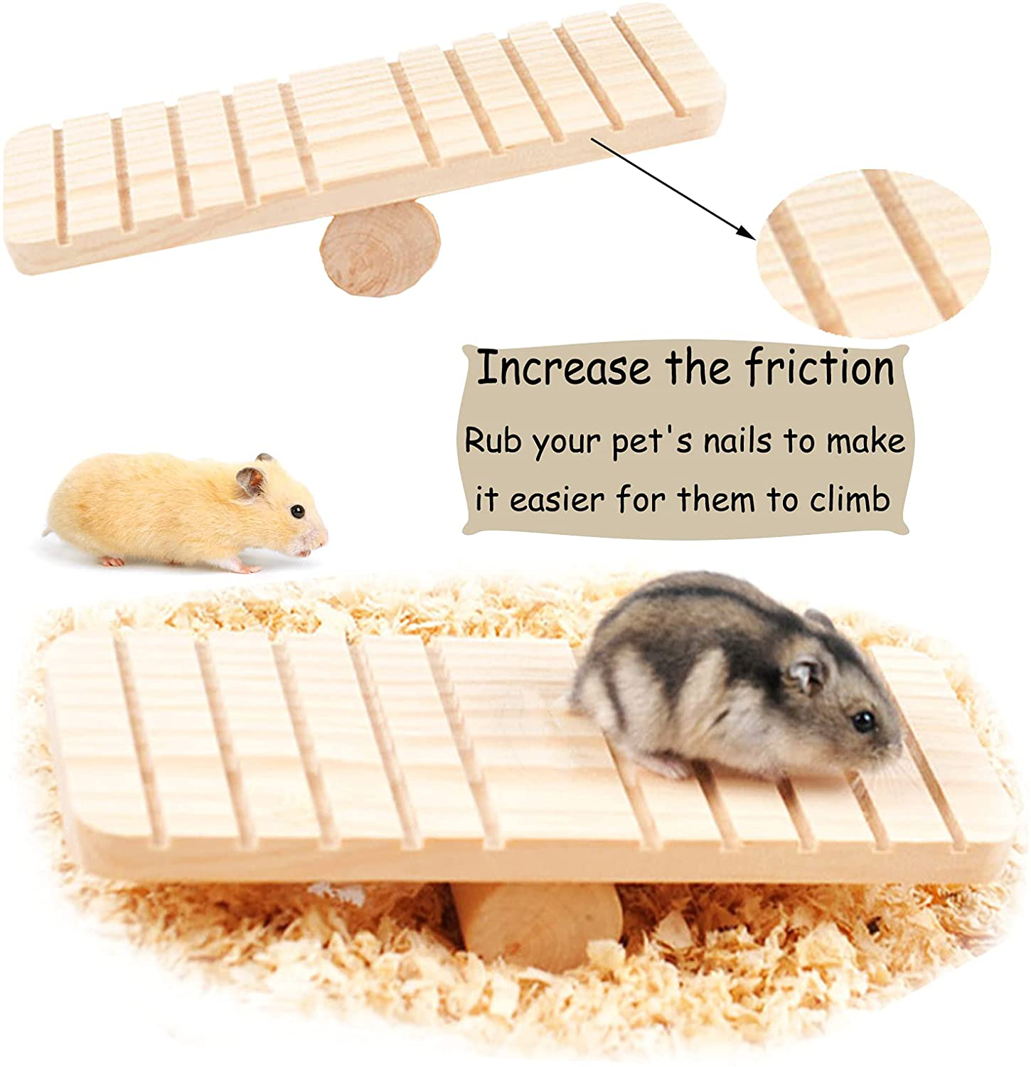 Hamiledyi Hamster Wooden Ladder Swing Platform, Guinea Pig Wood Ladder Set, Small Animal Toy Cage Accessories Seesaw for Gerbil Hedgehog Syrian Hamster Rat Chinchilla Animals & Pet Supplies > Pet Supplies > Small Animal Supplies > Small Animal Habitat Accessories Hamiledyi   