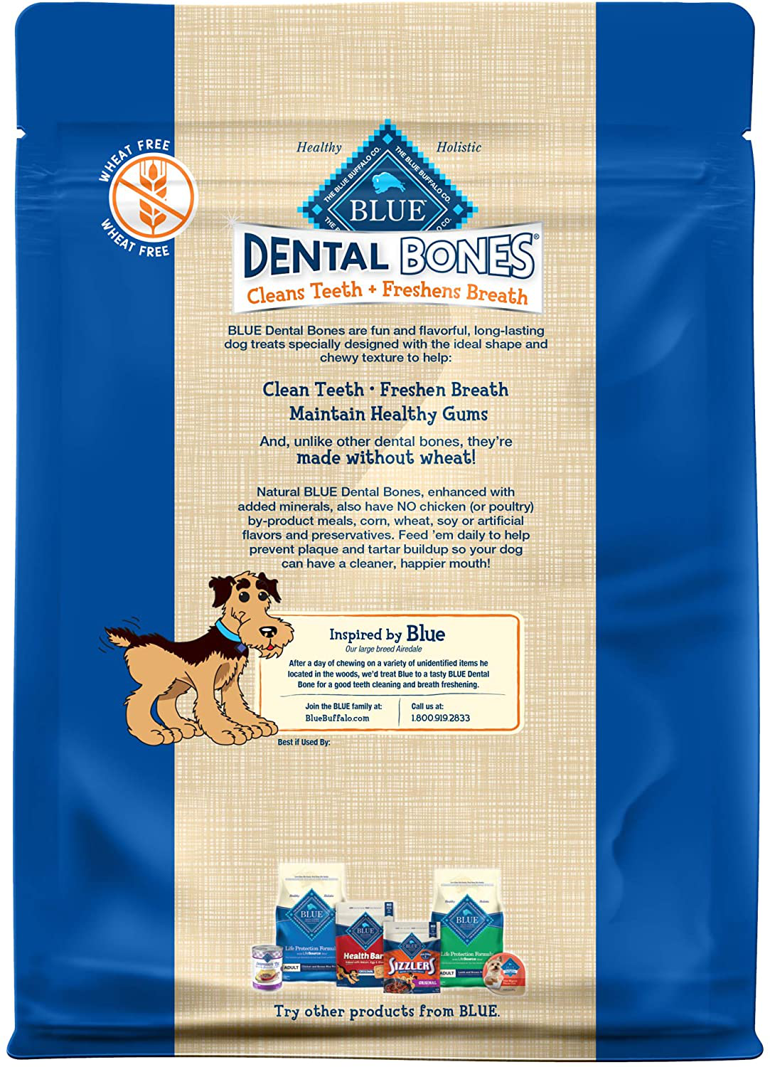 Blue Buffalo Dental Bones Natural Adult Dental Chew Dog Treats