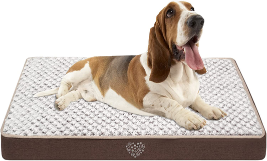VANKEAN Stylish Reversible Dog Mat (Warm and Cool), Waterproof Inner Lining, Removable Machine Washable Cover, Plush Dog Mattress for Joint Relief Dog Bed for Crate, Coffee Animals & Pet Supplies > Pet Supplies > Dog Supplies > Dog Beds VANKEAN L(36 x 24")  