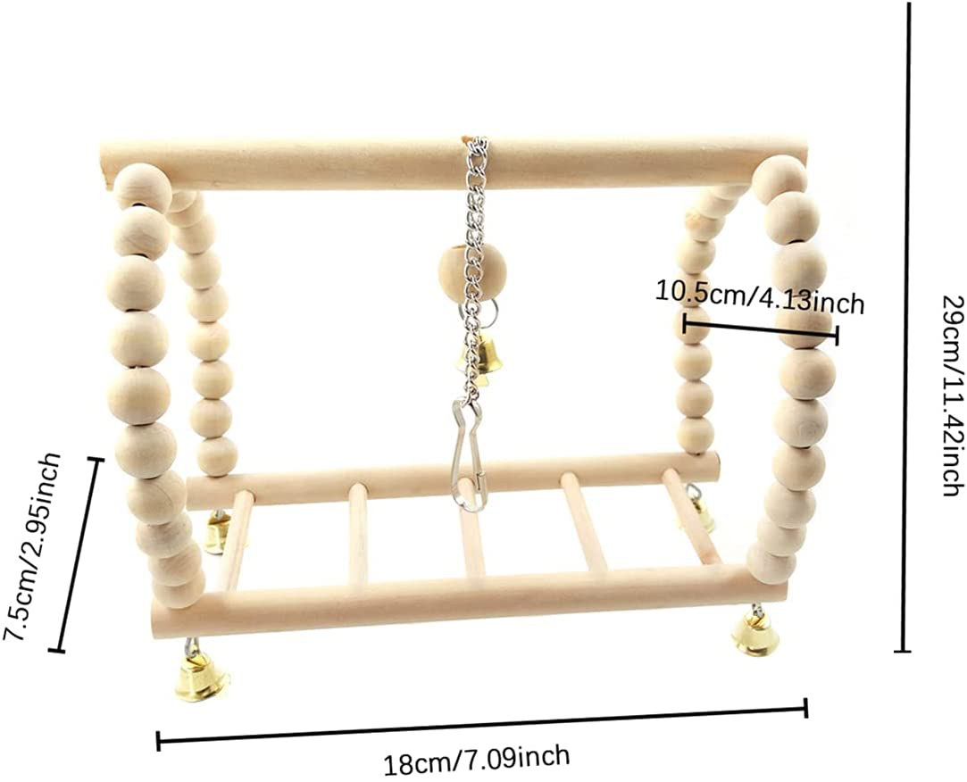 Bird Swing Wood Hanging Bird Toys Parrot Cage Flexible Ladder Bird Hammock Swing Perches Standing Bird Perch Rope Bungee Toy Climbing for Small Medium Parrot Parakeets Conures Cockatiels Animals & Pet Supplies > Pet Supplies > Bird Supplies > Bird Ladders & Perches PetPhindU   