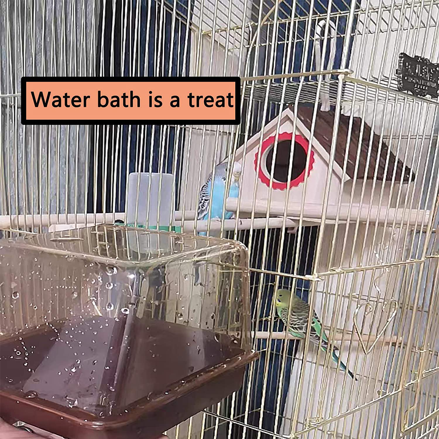 Parrot Bath Box Cage Multifunctional Bird Bathroom Foraging Systems Seed Clean Corral No Mess Feeder Water Cup Bird Accessory Bluebird Love Bird Parakeet 5.1 X 4.7 X 3.75 Inches Animals & Pet Supplies > Pet Supplies > Bird Supplies > Bird Cage Accessories Hamiledyi   