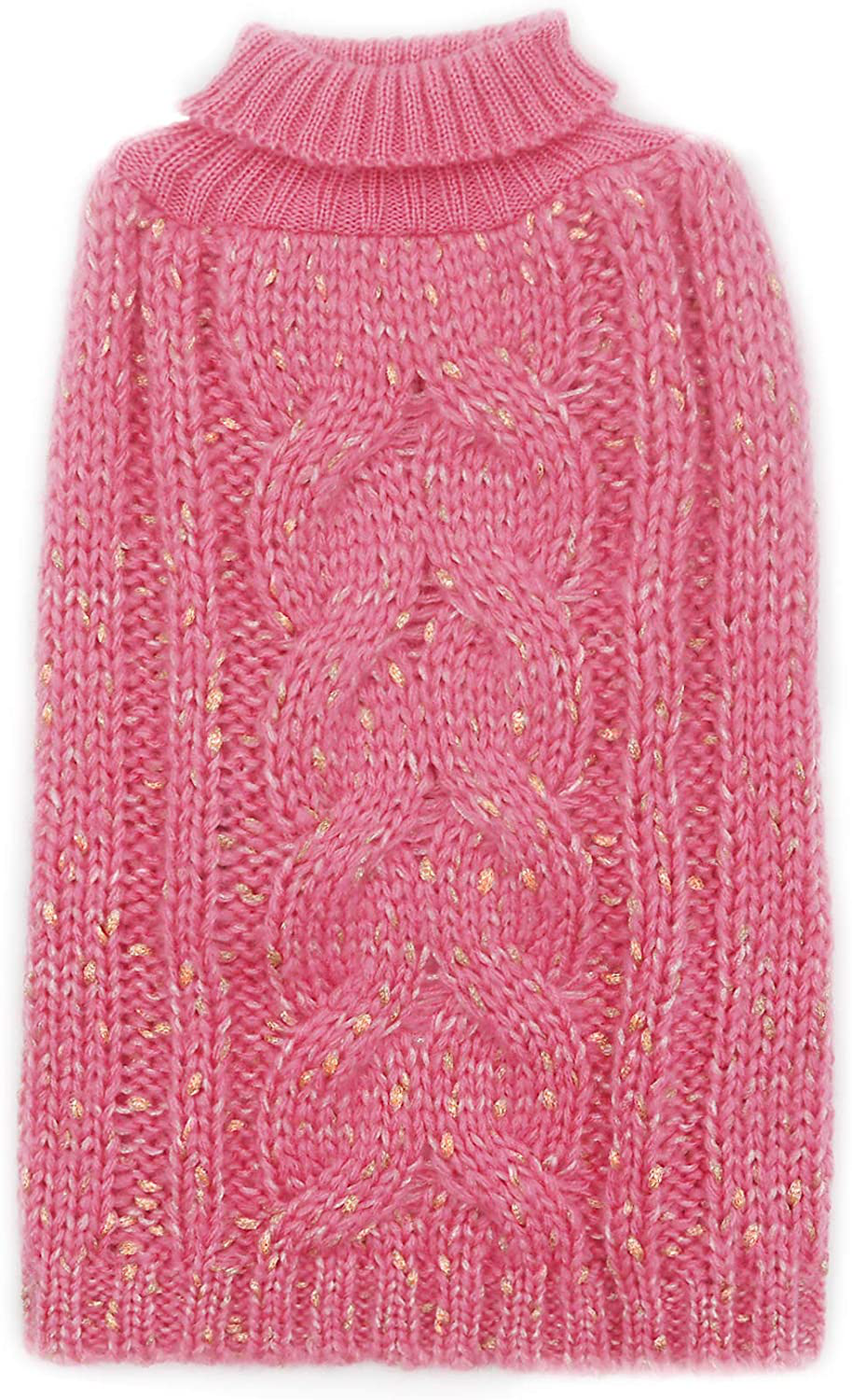 KYEESE Dog Sweaters Turtleneck Dog Pullover Sweater Knitwear with Golden Yarn Warm Pet Sweater for Fall Winter Animals & Pet Supplies > Pet Supplies > Dog Supplies > Dog Apparel KYEESE Pink Medium 