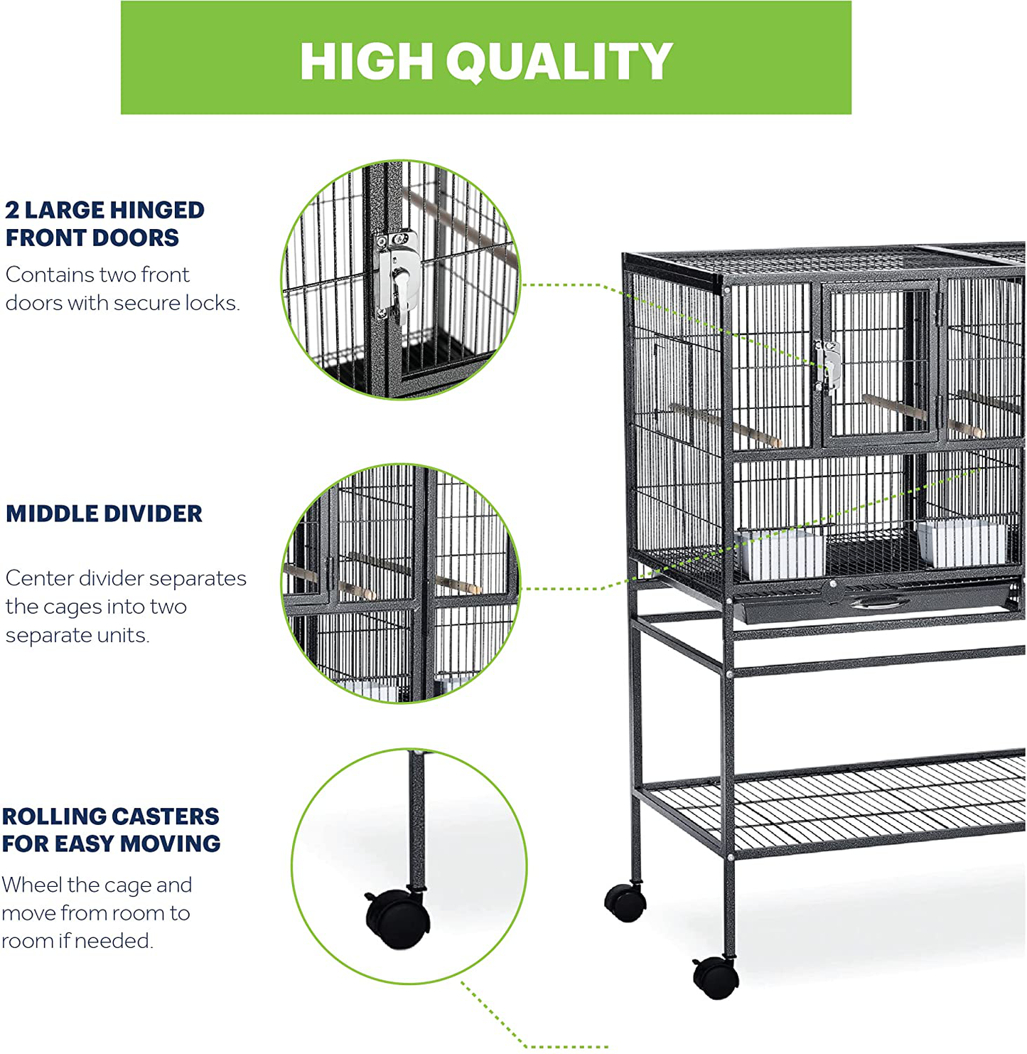 Prevue Pet Products F070 Hampton Deluxe Divided Breeder Cage with Stand,Black Hammertone,1/2" Animals & Pet Supplies > Pet Supplies > Bird Supplies > Bird Cages & Stands Prevue Pet Products   