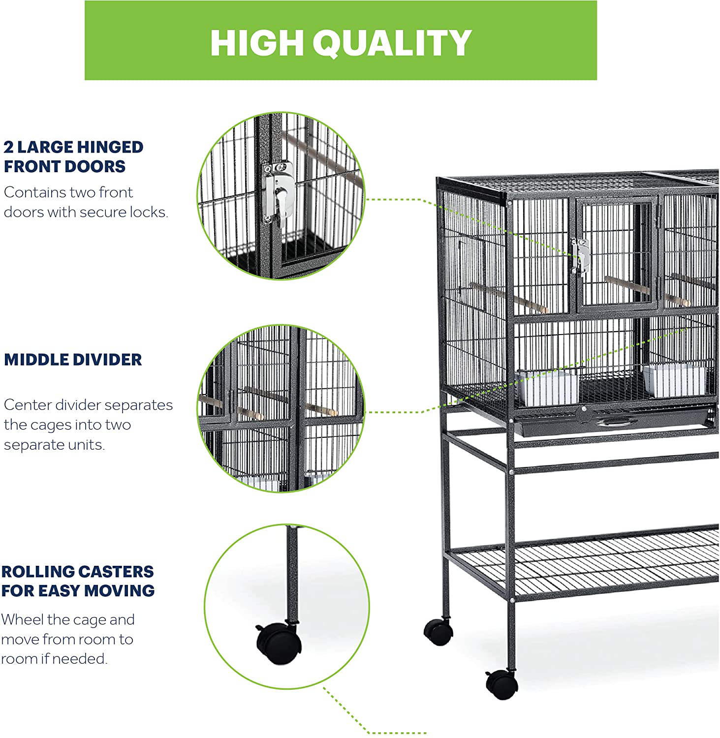 Prevue Pet Products F070 Hampton Deluxe Divided Breeder Cage with Stand,Black Hammertone,1/2" Animals & Pet Supplies > Pet Supplies > Bird Supplies > Bird Cages & Stands Prevue Pet Products   