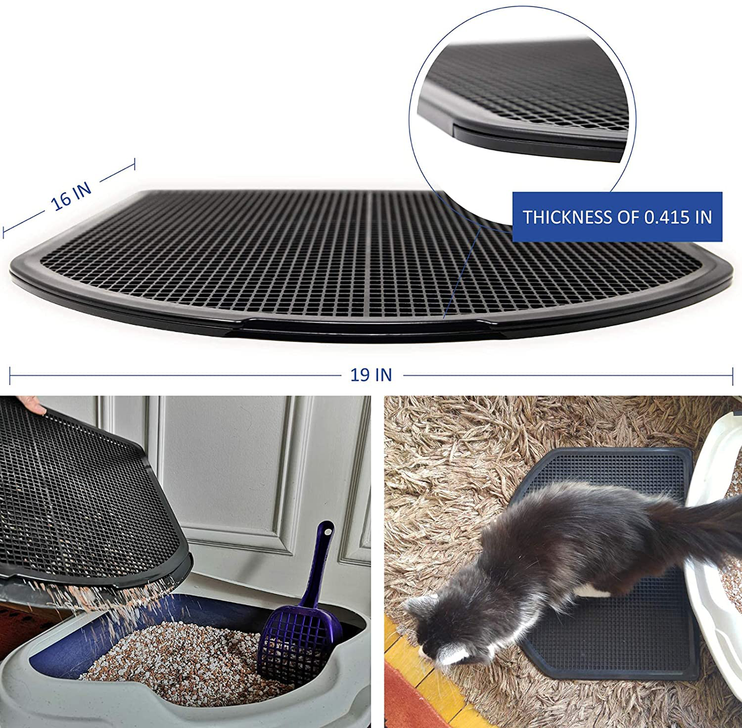 Dzelcat Spreadztrap Cat Litter Mat - Unique Disinfectable Plastic Litter Catcher Tray for Cats & Dogs - Waterproof Large Trapping Box Mat, Easy to Clean, Urine-Proof, Scatter Control, Food Mat 16"X19" Animals & Pet Supplies > Pet Supplies > Cat Supplies > Cat Litter Box Mats DzelCat SpreadZtrap   