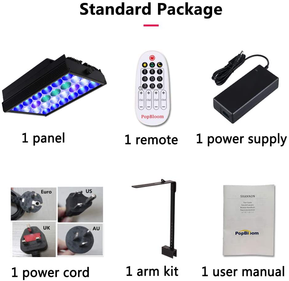 Dsuny Popbloom 60W Aquarium LED Reef Light for Saltwater Coral Fish Tanks,Four Channels Wireless Controller Marine Mini Nano Fish Tank Coral Lights Saltwater Tanks Saltwater Aquarium Lights Coral Animals & Pet Supplies > Pet Supplies > Fish Supplies > Aquarium Lighting DSunY   