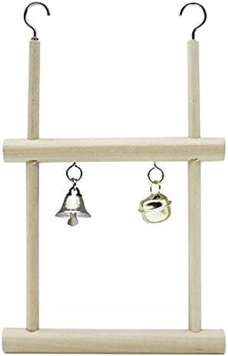 Parrot Perches Hanging Toys Natural Wood Bird Swing Perches Nest Play Stand Platform with Bells for Finch Parakeet Budgie African Grey Activity Cage Accessories Animals & Pet Supplies > Pet Supplies > Bird Supplies > Bird Gyms & Playstands Litewoo   