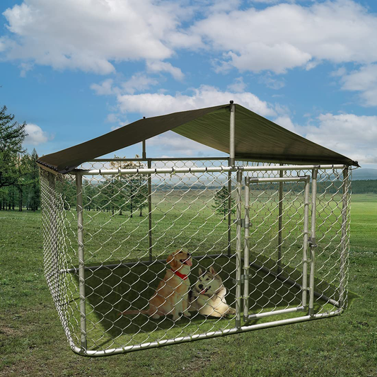 ALAULM Outdoor Dog Kennel Heavy Duty Dog Cage Dog Playpen Dog Fence with Strong Light Protection Waterproof Roof Cover and Sturdy Galvanized Metal Frame (Medium) Animals & Pet Supplies > Pet Supplies > Dog Supplies > Dog Kennels & Runs ALAULM 118''×118''×70''  