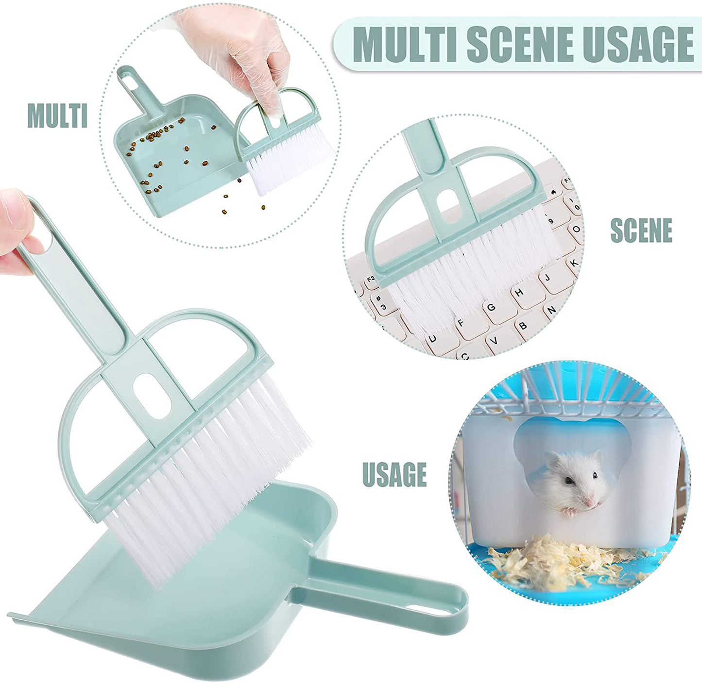 Dandat 17 Pack Pet Cage Cleaner Set for Rabbit Cages Cleaning Dustpan and Broom Pet Playpen Bedding Cleaning Brush Foam Sponge for Guinea Pig Hamster Cat Ferret Birds Parrot Chinchilla Small Animals Animals & Pet Supplies > Pet Supplies > Small Animal Supplies > Small Animal Habitat Accessories Dandat   