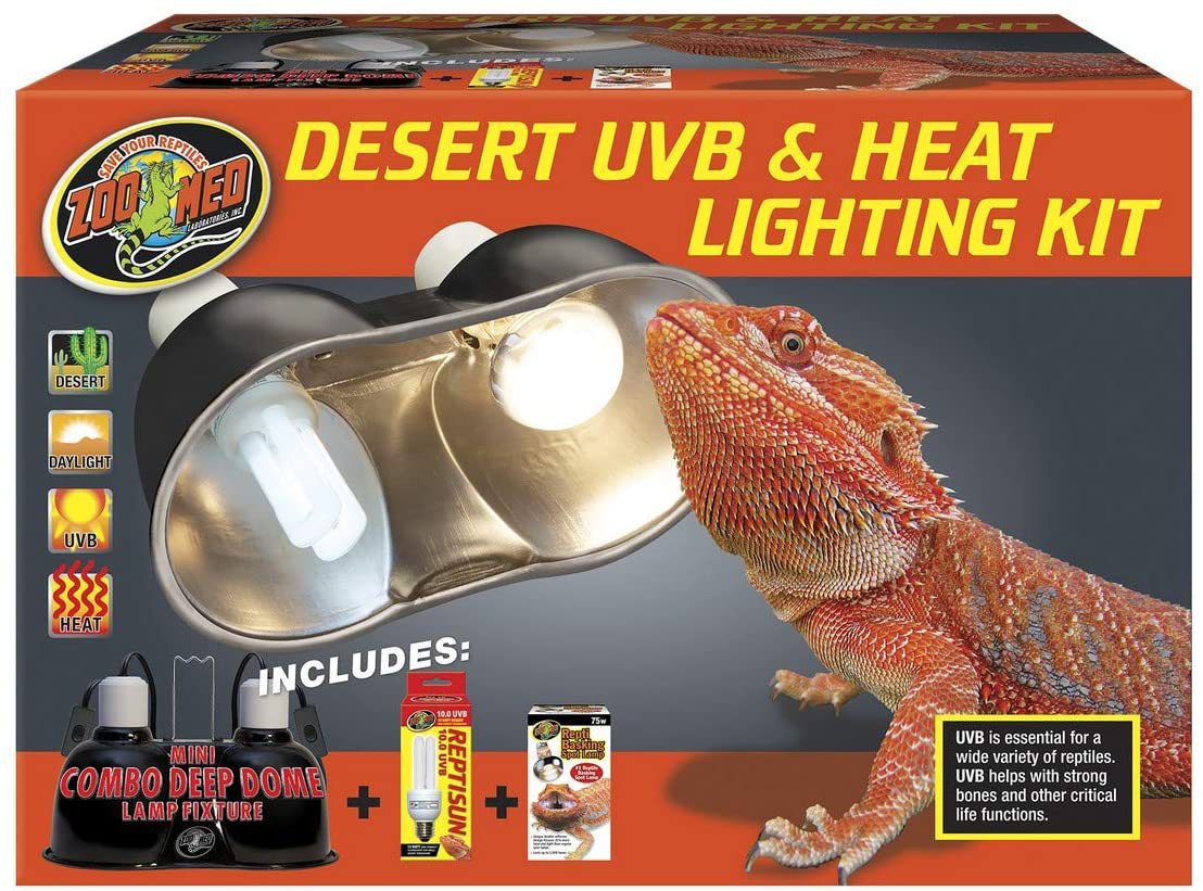 Desert UV-B & Heat Combo Packs - Includes Attached Dbdpet Pro-Tip Guide - Combo Pack Includes Heat Bulb, Uv-B Bulb, and a Combo Deep Dome