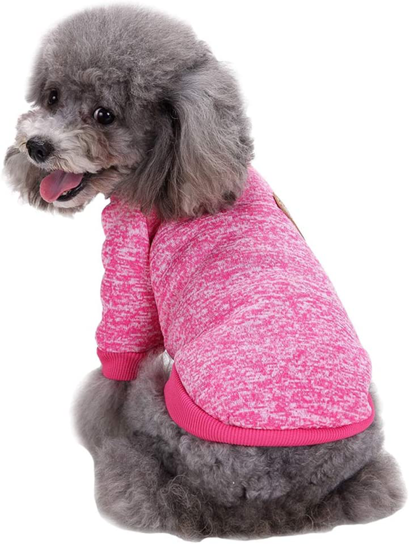 Jecikelon Pet Dog Clothes Knitwear Dog Sweater Soft Thickening Warm Pup Dogs Shirt Winter Puppy Sweater for Dogs (Medium, Wine) Animals & Pet Supplies > Pet Supplies > Cat Supplies > Cat Apparel JECIKELON Rose red X-Small 