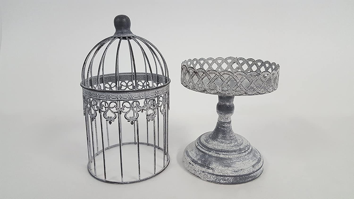 Antique Beige Small Iron Bird Cage on Stand Animals & Pet Supplies > Pet Supplies > Bird Supplies > Bird Cages & Stands Everydecor   