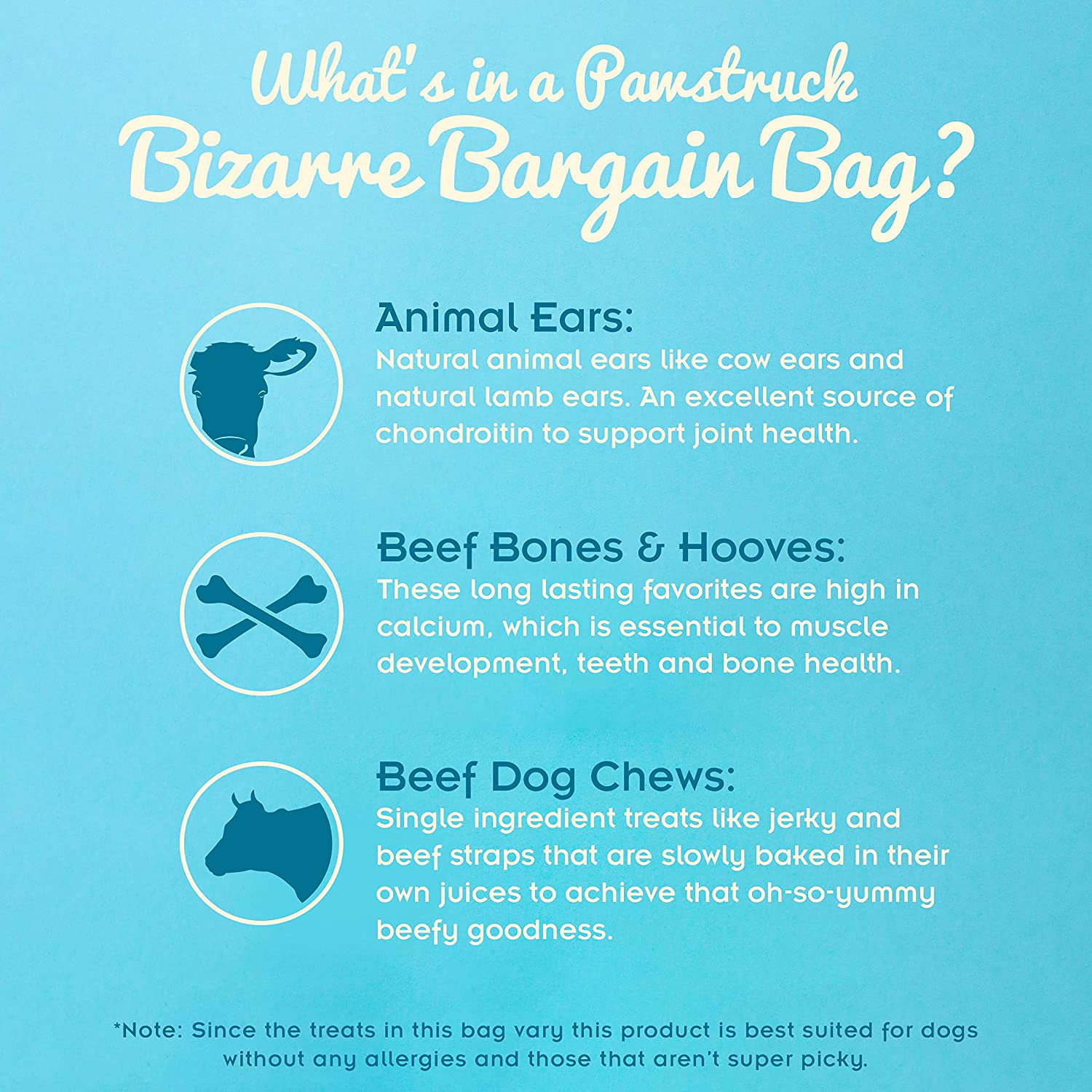 Bizarre Bargain Bag, Assorted Natural Dog Treats, Long Lasting Chews for All Breeds, Animal Ears, Bones & Jerkies Animals & Pet Supplies > Pet Supplies > Small Animal Supplies > Small Animal Treats Pawstruck   