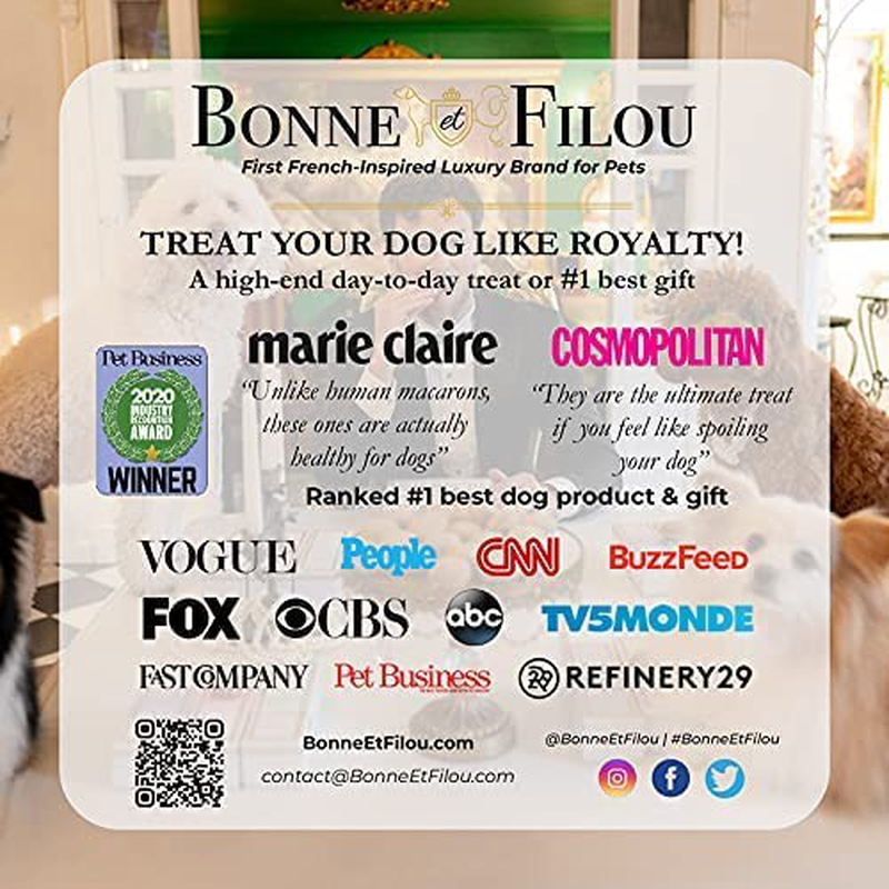 Bonne Et Filou Dog Treats Dog Macarons Luxury Handmade Dog Gifts Dog Birthday Healthy and Delicious Gourmet Dog Snack with All-Natural Ingredients Animals & Pet Supplies > Pet Supplies > Dog Supplies > Dog Treats Bonne et Filou   