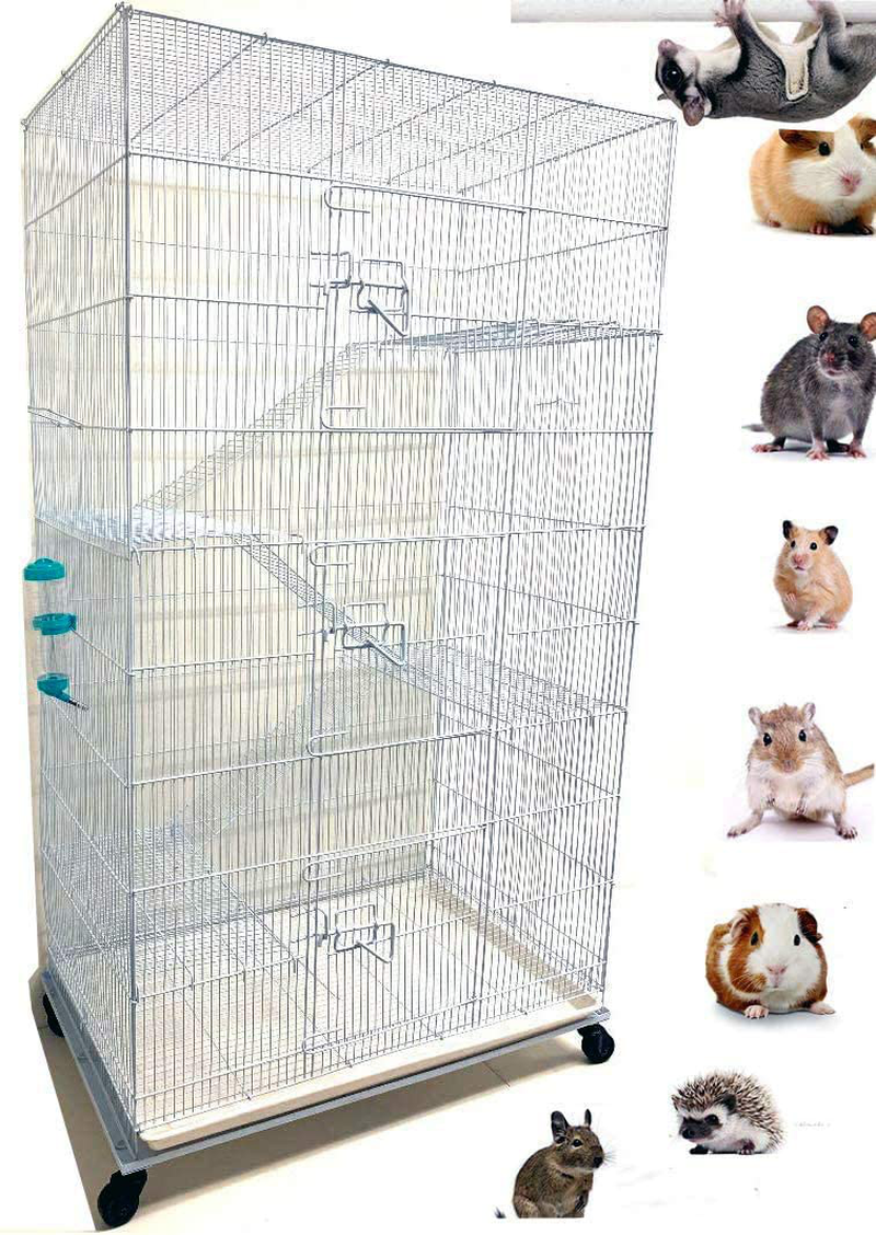 Large 4/5-Levels Ferret Chinchilla Hamster Suger Glider Gerbil Rats Mouse Mice Guinea Pig Rodent Degu Dagus Squirrel Small Animal Critter Cage, Tight 3/8-Inch Bar Spacing Animals & Pet Supplies > Pet Supplies > Small Animal Supplies > Small Animal Habitats & Cages Mcage White  