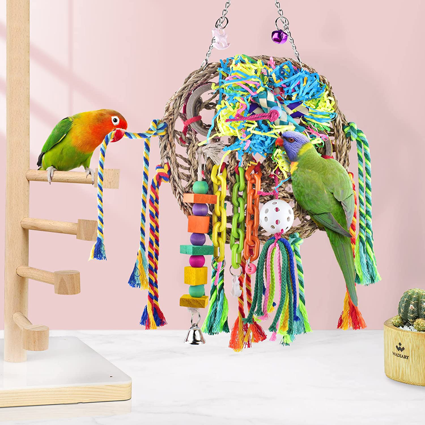 KATUMO Chewable Bird Toys, Bird Hanging Wall Toy Climbing Mat Parrot Hammock Bird Perch Swing Toy for Parakeets Budgerigars Conures Cockatiels Lovebirds, Small round Seagrass Mat Size 9.4'' X 9.4'' Animals & Pet Supplies > Pet Supplies > Bird Supplies > Bird Toys KATUMO   