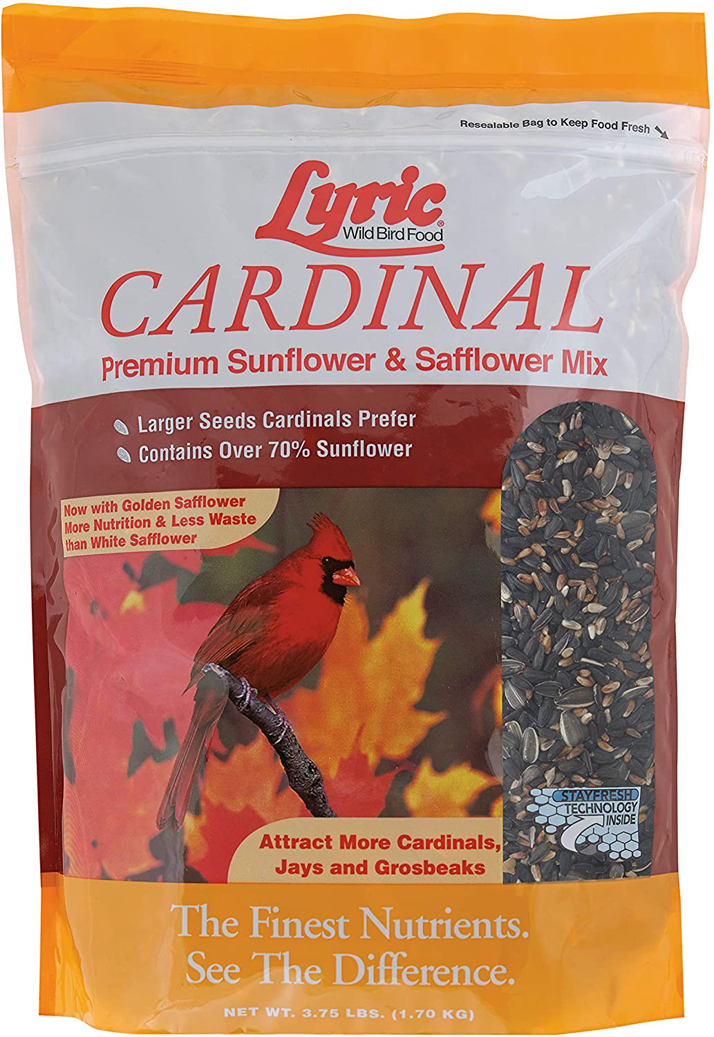 Lyric 2647467 Cardinal Premium Sunflower and Safflower Wild Bird Mix, 3.75 Lb, Dark Animals & Pet Supplies > Pet Supplies > Bird Supplies > Bird Food Lyric 3.75 lb.  